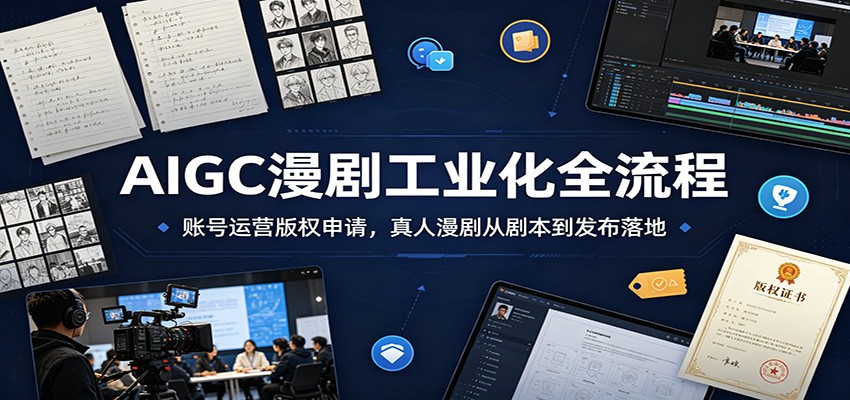 AIGC漫剧工业化全流程：账号运营版权申请，真人漫剧从剧本到发布落地-冒泡网