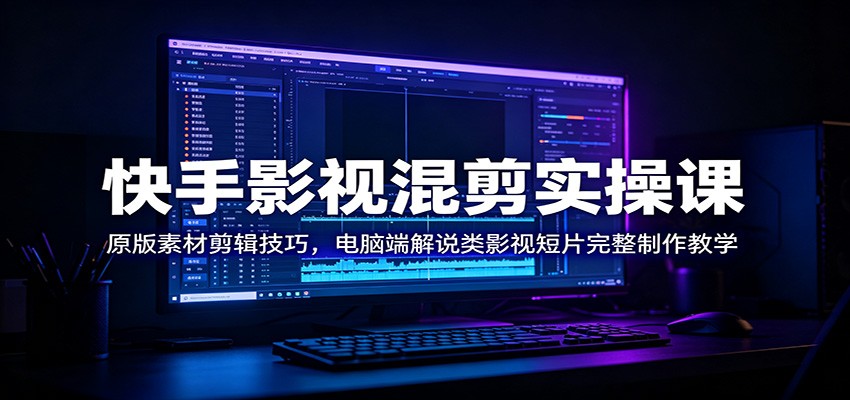 快手影视混剪实操课:原版素材剪辑技巧,电脑端解说类影视短片完整制作教学-冒泡网