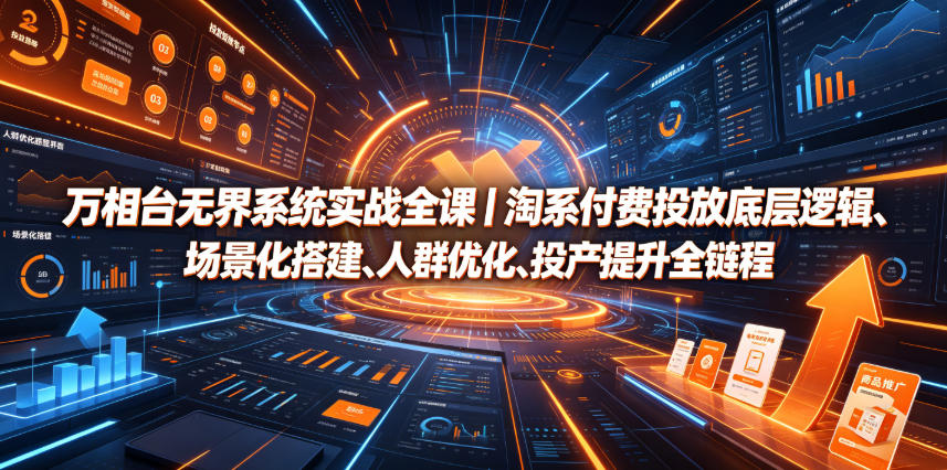 万相台无界系统实战全课|淘系付费投放底层逻辑、场景化搭建、人群优化、投产提升全链路运营教程-冒泡网